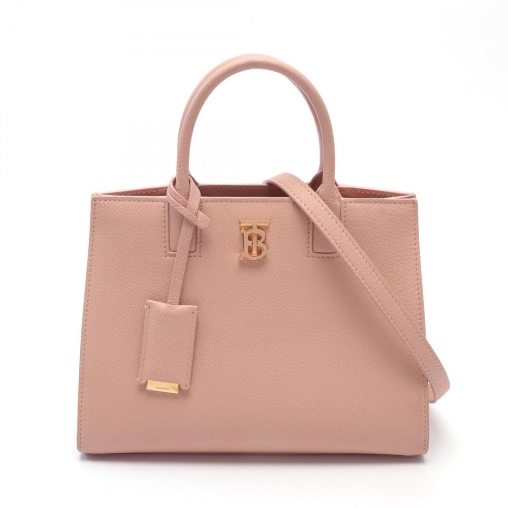 Burberry TB Logo Handbag Leather Pink